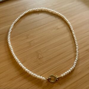 Gorjana pearl necklace with gold clasp